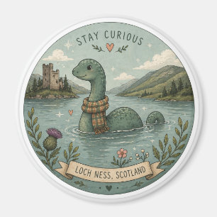 Aimant Restez Curieux Cozy Cryptide Nessie Monstre du Loc