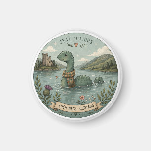 Aimant Restez Curieux Cozy Cryptide Nessie Monstre du Loc