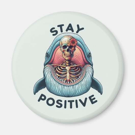 Aimant Restez positif - Squelette et baleine (Devant)