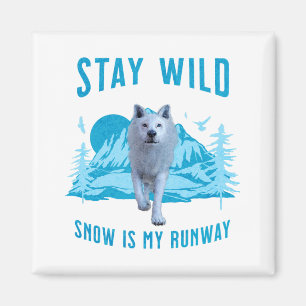 Aimant Restez Sauvage Loup Arctique