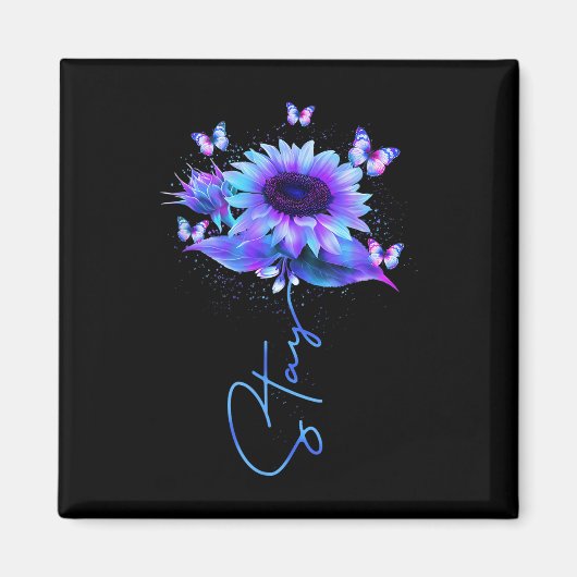 Aimant Restez Sunflower Butterfly Suicide Prevention Awar (Devant)