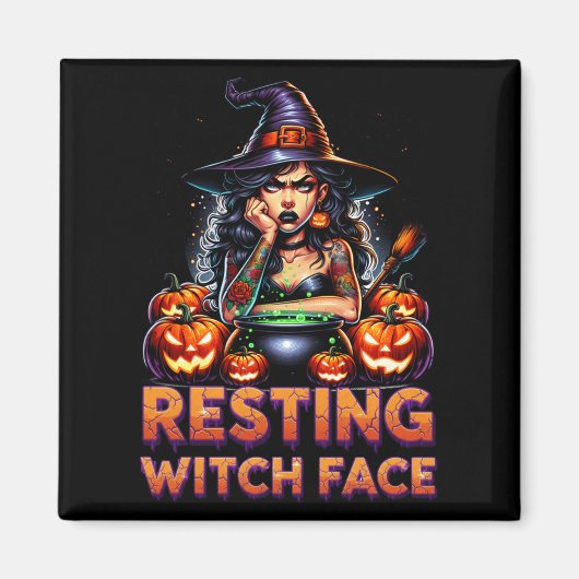 Aimant Resting Witch Face Funny Sarcastic Halloween Rude (Devant)