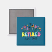 Aimant Retired Est 2025 Boho Floral Retirement Retire Tea (Recto/Verso)