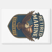 Aimant Retired Semper Fi Marine over eagle & flag (Recto)
