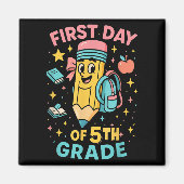 Aimant Retour à l'école 5e année Première journée mignonn (Devant)