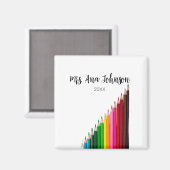 Aimant Retour à l'école crayons couleur ajouter nom class (Recto/Verso)