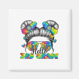 Aimant Retour à l'école Tie Dye Bonjour 3e année Chignon