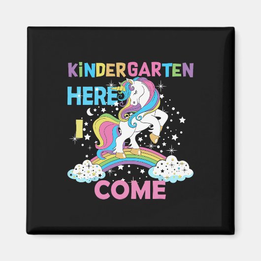 Aimant Retour à l'école Unicorn Bonjour premier jour de K (Devant)