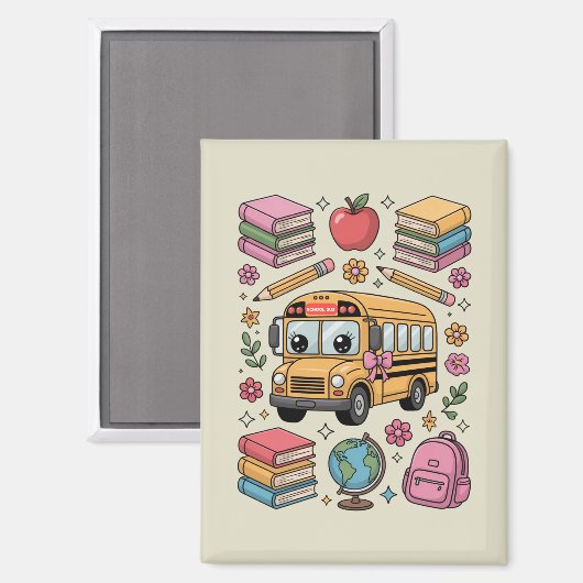 Aimant Retourner à l'école Coquette Enseignant Maternelle (Recto/Verso)