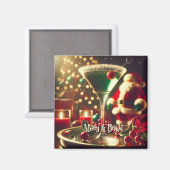 Aimant Retro 50s Santa Christmas Green Martini (Recto/Verso)