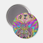 Aimant Retro 60s Coeurs psychédéliques Fleurs Cadeaux Vêt (Recto/Verso)