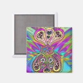 Aimant Retro 60s Coeurs psychédéliques Fleurs Cadeaux Vêt (Recto/Verso)