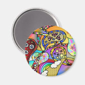 Aimant Retro 60s Coeurs psychédéliques Paisley Cadeaux Vê (Recto/Verso)