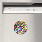 Aimant Retro 60s Coeurs psychédéliques Paisley Cadeaux Vê (In Situ (Lave-vaisselle))