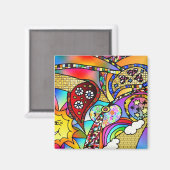 Aimant Retro 60s Coeurs psychédéliques Paisley Cadeaux Vê (Recto/Verso)