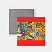 Aimant Retro 60s Psychedelic Cycle de vie Cadeaux Vêtemen (Recto/Verso)