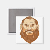 Aimant Rétro à visage barbu (Recto/Verso)
