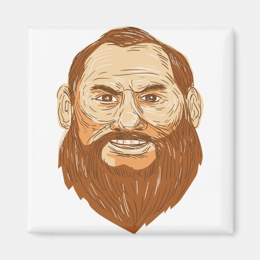 Aimant Rétro à visage barbu (Devant)