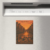 Aimant Retro Amsterdam Pays-Bas Grachten Sunset Glow (In Situ (Lave-vaisselle))