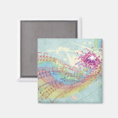 Aimant Retro Arc en ciel et notes musicales sur une textu (Recto/Verso)