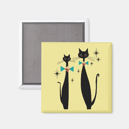 Aimant Retro Atomique Moyen Siècle Moderne MCM Chats Cool (Recto/Verso)