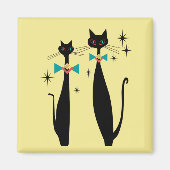 Aimant Retro Atomique Moyen Siècle Moderne MCM Chats Cool (Devant)