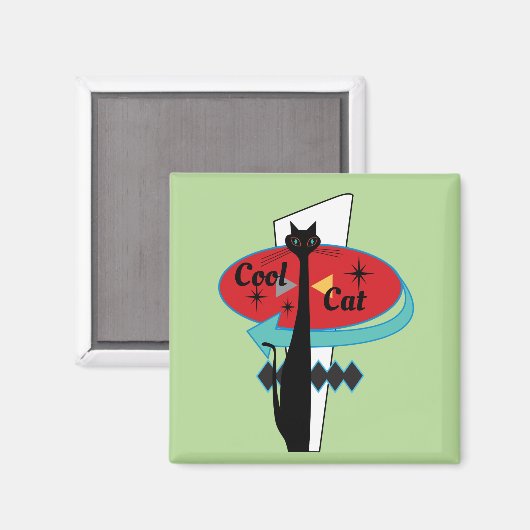 Aimant Retro Atomique Moyen Siècle Moderne MCM Cool Chat (Recto/Verso)