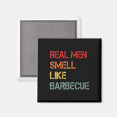Aimant Rétro BBQ Les vrais hommes sentent comme la fumée (Recto/Verso)