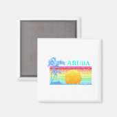 Aimant Retro Beach Sunset Aruba (Recto/Verso)