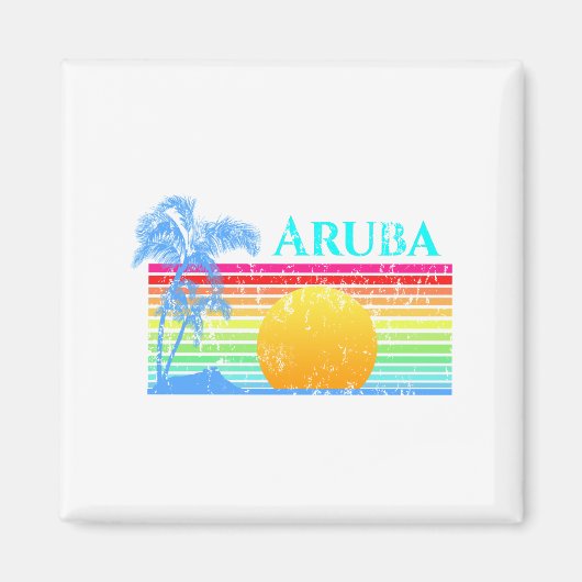 Aimant Retro Beach Sunset Aruba (Devant)