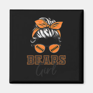 Aimant Retro Bears Girl Messy Bun Sports Fan Team Spirit