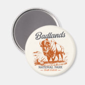 Aimant Retro Bison – Badlands National Park (Recto/Verso)