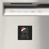Aimant Retro Black Chat Noël Light Fun Chat Hommes Femmes (In Situ (Lave-vaisselle))