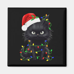 Aimant Retro Black Chat Noël Light Fun Chat Hommes Femmes