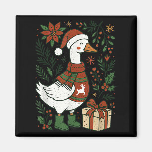 Aimant Rétro Boho Floral Drôle de Noël Oie Idiote Amoureu
