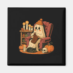 Aimant Retro Boo Ghost Fil Crochet Tricot Halloween So So