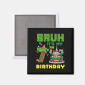 Aimant Retro Bruh C'est mon 7ème anniversaire Gâteau Pixe (Recto/Verso)