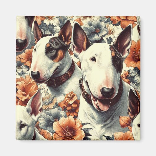 Aimant Retro Bull Terrier Peinture sans fil (Devant)