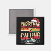 Aimant Retro Cabin Snowy Christmas Calling Lights Holiday (Recto/Verso)