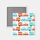Aimant Rétro Camping Trailer Turquoise (Recto/Verso)
