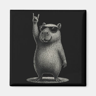 Aimant Retro Capybara Rock Music Cadeau Hommes Enfants Fe