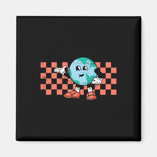 Aimant Retro Cartoon Planet Jour des terres De l'environn (Devant)