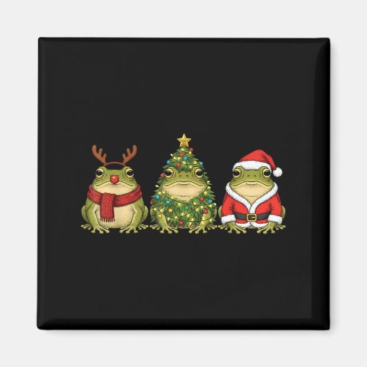 Aimant Retro Christmas Desert Rain Frog Santa Reindeer  (Devant)