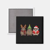 Aimant Retro Christmas Kiwi Bird Santa Reindeer  (Recto/Verso)