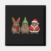 Aimant Retro Christmas Kiwi Bird Santa Reindeer  (Devant)