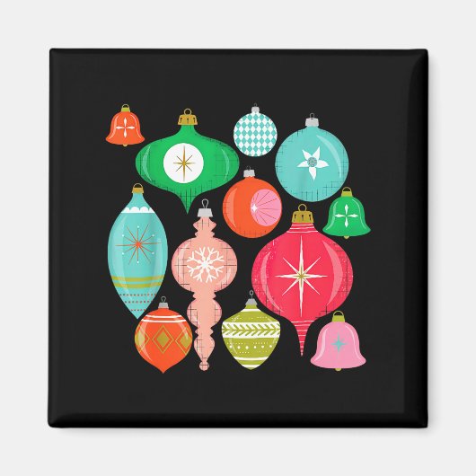 Aimant Retro Christmas Ornaments Mid Century Modern  (Devant)