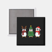 Aimant Retro Christmas Penguin Santa Reindeer (Recto/Verso)