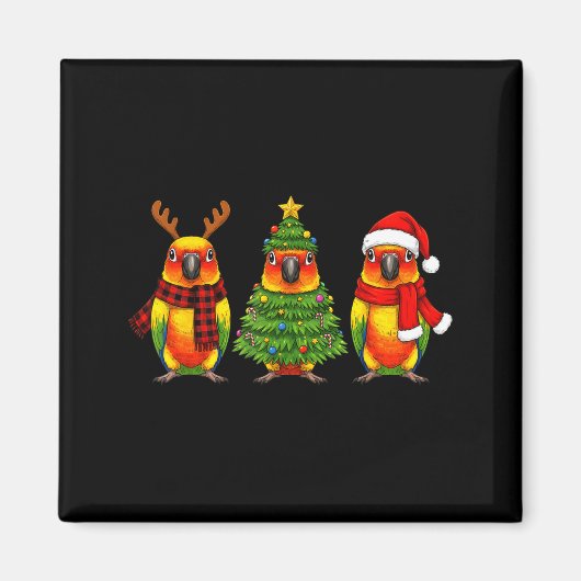 Aimant Retro Christmas Sun Conure Parrot Santa Reindeer (Devant)