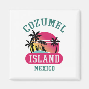 Aimant Retro Cool Cozumel Original Mexique Plages coucher