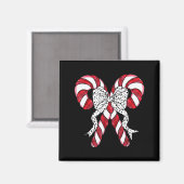 Aimant Retro Coquette Bow Candy Cane Christmas Season Wom (Recto/Verso)